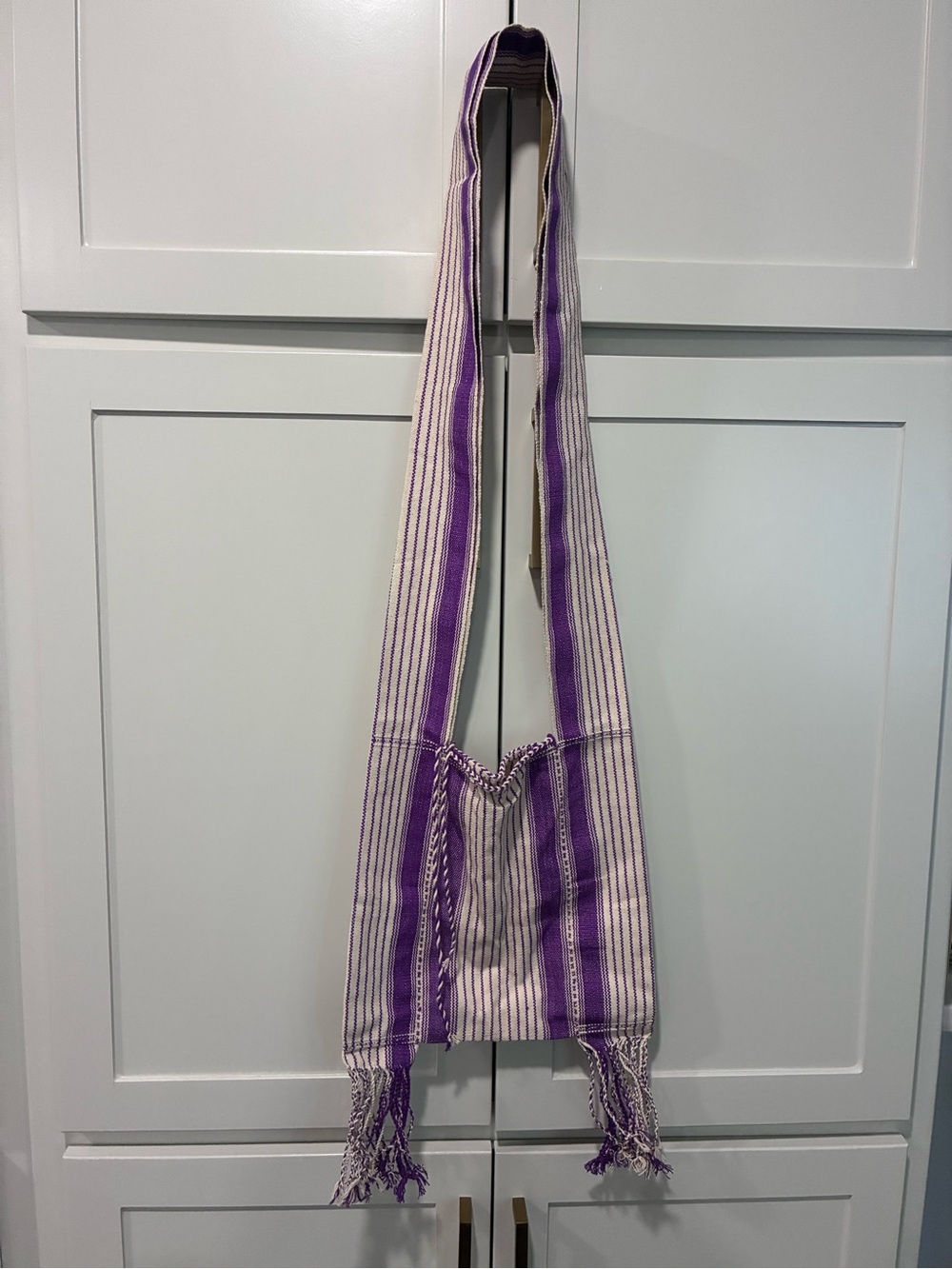 Thai Handwoven Purple & Cream Crossbody Sling Bag